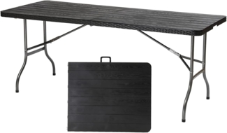 Sekey Buffettisch Tisch klappbar, Rattan Optik Campingtisch Partytisch Klapptisch Gartentisch mit Tragegriff für Garten Balkon Terrasse, 150,5x70,5x73 cm, Anthrazit