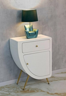 Dmora Nachttisch Bonorva 60 x 32 x 79 cm Weiß, Regal und Schublade