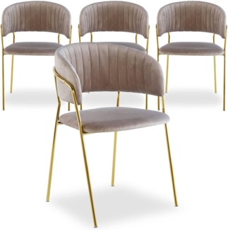 Menzzo Tabata Stuhl, Velours, Taupe, 4 Stück