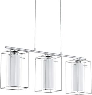 Eglo 94378 Hängeleuchte Loncino 1 in chrom Glas satiniert weiß 3X40W L:74,5 H:110cm