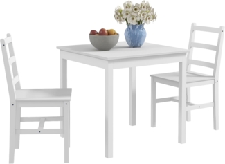 HOMCOM Essgruppe Küchentisch-Set für 2 Personen, Tischgruppe, (Esszimmergruppe, 1-tlg, Esstisch mit 2 Stühle), für Küche, Esszimmer, Kiefernholz, Weiß