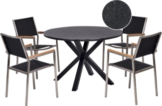 Essgruppe für 4 Personen MALETTO GROSSETO Metall 120x120x75 cm Schwarz