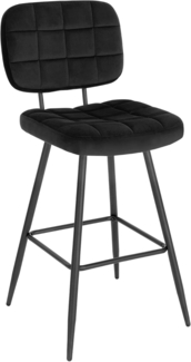 EUGAD Barhocker (1 St), Barstuhl Küchenstuhl mit Rückenlehne Fußstütze, Samt