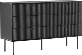 hjh LIVING Sideboard mit 6 Schubladen KARBY S 120 x 40 x 75 cm, Schubladenkommode im Industrial-Stil, viel Stauraum, Schwarz