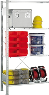 SCHULTE Lagertechnik Anbauregal, Steckregal MULTIplus150-Pack, 2000 x 1000 x 500 mm (HxBxT), 4 Fachböden, Kreuzstrebe, verzinkt