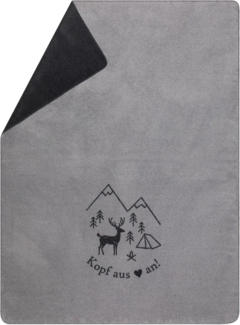 Fussenegger nachhaltige Wohndecke Kopf aus Herz an graphit 150x200