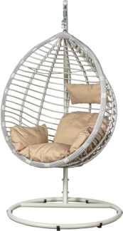 DRW Hängesessel aus künstlichem Rattan und Metall in Weiß, 117 x 106 x 198 cm