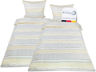 Beautissu 4tlg Biber Bettwäsche Viola Beige 200cm, 135cm