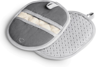 Springlane Topfhandschuhe SPRINGLANE Topflappen-Set 2-tlg. Grau, Silikon & Baumwolle, (2-tlg)