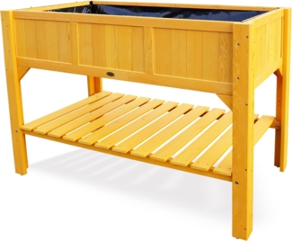 HABAU Hochbeet mit Ablage und Pflanzfolie, für Balkon und Garten, aus Holz, 119 x 57 x 90 cm