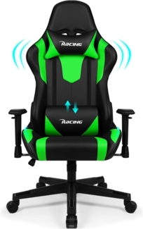 Homimaster Gaming Stuhl, Bürostuhl Ergonomisch mit verstellbare Lendenkissen, Kopfkissen und Armlehnen, Gaming Chair Gepolstert, Gamer Stuhl Wippfunktion, Gaming Stuhl 150 kg Belastbarkeit