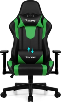 Homimaster Gaming Stuhl, Bürostuhl Ergonomisch mit verstellbare Lendenkissen, Kopfkissen und Armlehnen, Gaming Chair Gepolstert, Gamer Stuhl Wippfunktion, Gaming Stuhl 150 kg Belastbarkeit