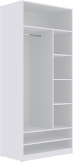 Marmex Möbel TRES 02B Kleiderschrank 90 cm ohne Türen mit Kleiderstange, Kleiderschrank mit Einlegeböden, offen Garderobe, laminierte Spanplatte, weiß, 90x206x51 cm