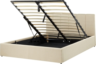 Bett mit Stauraum DREUX 140 x 200 cm Stoff Beige