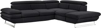 Mivano Ecksofa Prestige, Modernes Bettsofa in L-Form mit Ottomane und Schlaffunktion, Kopfteile und Armteil verstellbar, 265 x 74 x 223, Strukturstoff, schwarz