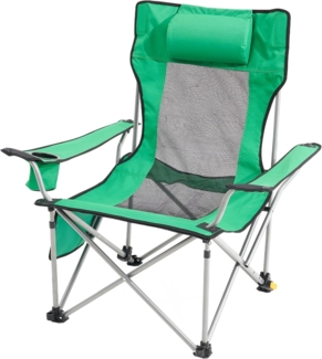 VEVOR Campingstuhl 150 kg, Campingliege, 4-Fach belastbarer Gartenstuhl mit Fußstütze, Getränkehalter, Seitentasche und Kopfstütze, Klappstuhl für Camping, Angeln und Outdoor-Aktivitäten, Grün