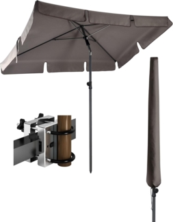 4smile Sonnenschirm Balkon SunnyShade - Sonnenschirm Balkon 3-in-1 SET, Taupe - Sonnenschirm rechteckig 200x125 cm + Metall Sonnenschirmhalter Balkongeländer SunnyEasy + Sonnenschirmhülle