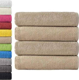NatureMark 4er Pack Duschtücher, Größe 70x140 cm, Sand/Beige, 100% Baumwolle