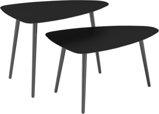 Outsunny Beistelltisch im Geometrischem Design (wetterfest Balkontisch, 2-St, 2er Set Couchtisch), aus Stahl, für Garten, Terrasse, Balkon, Schwarz