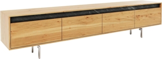 Designer-Lowboard Stonegrace 200 cm Eiche Natur Schiefer 4 Schübe Fuß Oval Edelstahl