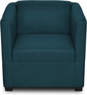 DOMO. collection Bob Sessel, retro Sessel mit Armlehnen und Federkern, 73 x 75 x 69 cm, kleiner Polstersessel Cocktail Loungesessel in Flachgewebe dkl. Blau