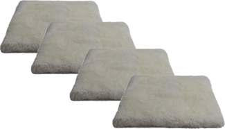 Reissner Lammfelle 4er Set Sitzkissen Lammfell Vollfell Siki KISSEN-VF-40-Set4-WEI (Rollstuhlauflage Katzenbett) VF 40x40 cm weiß