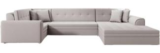 Designer Sofa Velio mit Schlaffunktion Stoff Beige Rechts