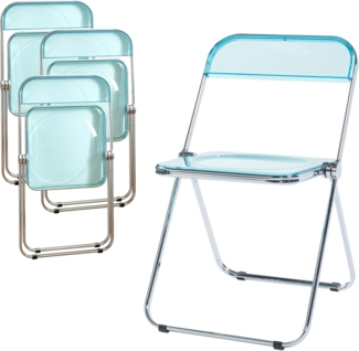 Klappstuhl Pornainen 4er Set Hellblau, transparent [en. casa]