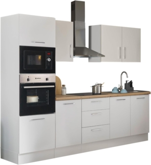 Stella Trading Turin ZBM Küchenzeile 270 x 211 x 60 cm, weiß - Ohne Küchengeräte - Moderne, geräumige Küche in Artisan-Eiche Optik mit viel Stauraum