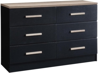 Vente-unique - Kommode mit 6 Schubladen - Schwarz & Natur - SKAIDO