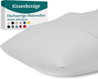 Kissenbezug 40x80 Mikrofaser Premium 2er Set Kissenhülle Deko für Kissen Bett/Sofa Stoff Superweicher Resistent Hypoallergen Anti-Milben Atmungsaktiv Kopfkissenbezug mit Verdecktem Zip Voll Waschbar