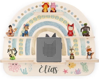 KIDSMOOD - Personalisiertes Tonie Regal für Kinderzimmer | Regenbogen Wand-Regal mit genügend Platz für Tonie-Hör-Figuren, Aussparung für Tonie-Musikbox & Kabelmanagement, Tonie Regal Mädchen & Jungen