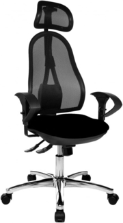Topstar OP290UG20X Open Point SY Bürostuhl, Schreibtischstuhl, Syncro-Bandscheiben-Drehstuhl, inkl. höhenverstellbare Armlehnen und Kopfstütze, Bezugsstoff schwarz