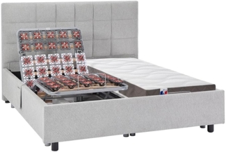 Vente-unique - Dekoratives Bett mit elektrischer Relaxfunktion mit Tellern + 3-Zonen-Matratze aus 100 % Latex - 2 x 90 x 200 cm - Stoff - Grau - JOFAR von YSMÉE