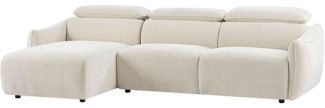 Vente-unique - Ecksofa links - Stoff - Beigefarbenes Chenille - TAZIZA
