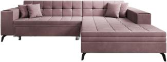 Designer Sofa Frida mit Schlaffunktion Samt Rosé Rechts