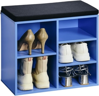 Kesper | Schuhschrank mit Sitzkissen, Material: Faserplatte, Maße: B51,5 x H48 cm x L29,5 cm, Farbe: Blau, Schwarz | 15960