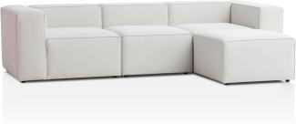 Traumnacht Genua Modular Ecksofa, individuell kombinierbare Wohnlandschaft aus Sitzelement mit Armteil Links, rechts, Sitzelement ohne Armteil und Hocker - strapazierfähiges Möbelgewebe, weiß