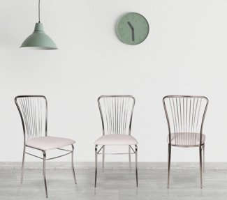 Dmora - Moderner Stuhl aus Kunstleder, für Esszimmer, Küche oder Wohnzimmer, cm 54x45h93, weiße Farbe