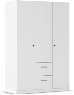 Rauch Möbel Buchholz Schrank abschließbar, Abschließbarer Kleiderschrank in Weiß 3-türig mit 2 Schubladen inkl. Zubehörpaket Basic 2 Kleiderstangen, 5 Einlegeböden BxHxT 136 x 197 x 54 cm
