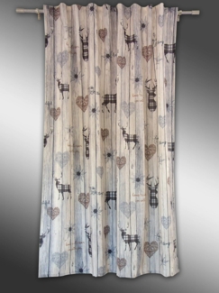 Clever-Kauf-24 Vorhang Schlaufenschal Hirsch Landhaus braun 135x145/ 175/ 245 (1 St), verdecketeSchlaufen, halbtransparent, Store