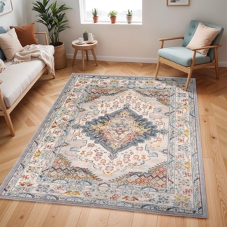 Livabliss Teppich CASABLANCA, rechteckig, Höhe: 12 mm, Vintage Orientteppich, Kurzflor Boho Wohnzimmerteppich, Läufer