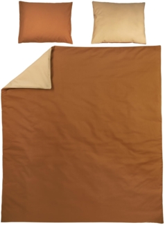 Meyco Home Basic Jersey Uni Bettwäsche Doppelbett (aus 100% Baumwolle, atmungsaktives Material, einfache Pflege, praktischer Einschlagstreifen, Maße: 200x200/220 cm), Camel/Warmer Sand