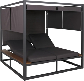 Aluminium Lounge-Gartenliege HWC-M63b, XL Sonnenliege Bali-Liege Daybed, 10cm-Polster ~ dunkelgrau Polster dunkelgrau