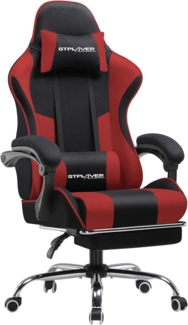 GTPLAYER Gaming-Stuhl Bürostuhl Gaming Stuhl Massage Ergonomischer Gamer Stuhl, mit Massage-Lendenkissen Fußstütze, Kopfstütze