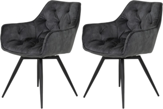 2er Set Stuhl Florentina - Samtvelour Vintage Anthrazit