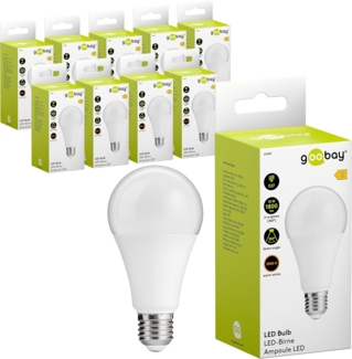 goobay 74112 E27 LED Birne 15 Watt/LED Birne für E27 Fassungen/Warmweiß Lampe/Energiesparende Birne/Mattierte LED Birne/LED Leuchtmittel/Ersatz für Glühbirne/Weiß / 10 Stück