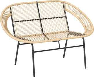 Outsunny Gartenbank 2-Sitzer, aus Polyrattan, im Rattanflecht-Design, UV-Beständig (Gartenstuhl, 1-St, wetterfest Sitzbank), 260kg belastbar, für Balkon Terrasse, Garten 126x72x83cm, Khaki
