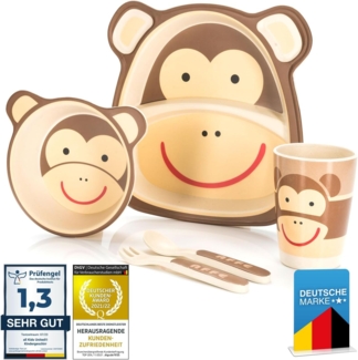 all Kids United Kindergeschirr-Set Tier-Motiv Geschirr (5-tlg), Teller, Schüssel, Besteck, Becher