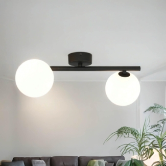 Licht-Erlebnisse Deckenleuchte OLARA, ohne Leuchtmittel, Metall G9 Schwarz Weiß 2-flammig Kugel Schirm